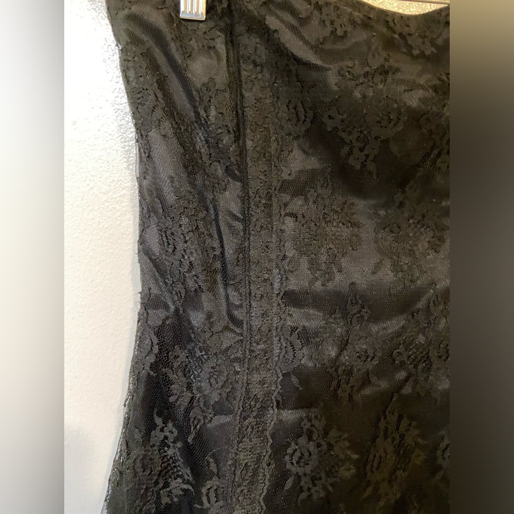 Jessica McClintock black Sheer gothic Lace strapless dress Size 7 - Picture 3 of 10